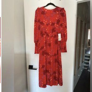 Red Floral Midi Dress - Never Fully Dressed